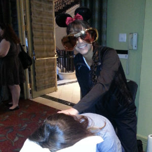 Chair massage for a customer appreciation event held in Buckhead